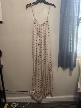 H&M Cream Maxi Dress with Navy Dot Print